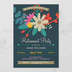 Vibrant Floral Retirement Party Invitation Kaart