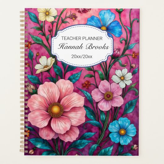 Vibrant Floral Teacher Yearly Planner (Voorkant)