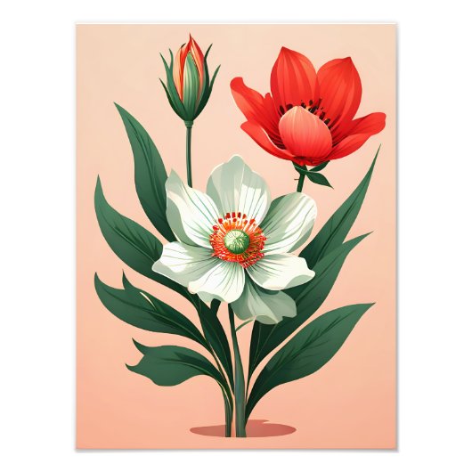 Vibrant Floral Trio Foto Afdruk (Voorkant)