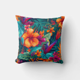 vibrant floral tropical orange flower interior kussen