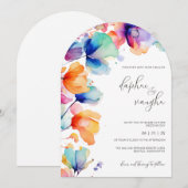 Vibrant Floral Watercolor Arch Wedding Invitation (Devant / Derrière)