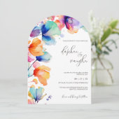 Vibrant Floral Watercolor Arch Wedding Invitation (Debout devant)