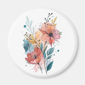 Vibrant Floral Watercolor Design Magneet