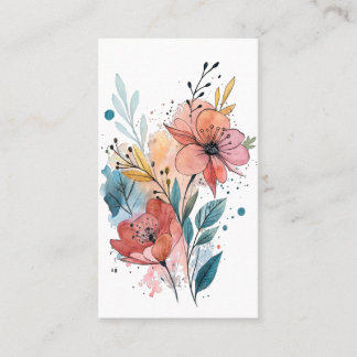 Vibrant Floral Watercolor Design Visitekaartje