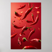 Vibrant flottant Poivrons rouges Poster alimentair (Devant)