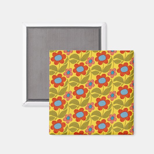Vibrant Flower Pattern Magnet (Recto/Verso)