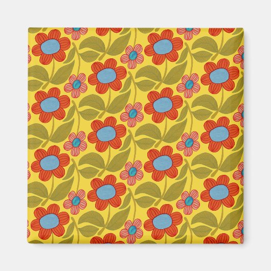 Vibrant Flower Pattern Magnet (Devant)