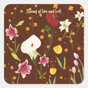 Vibrant Flowers Vierkante Sticker