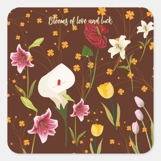 Vibrant Flowers Vierkante Sticker (Voorkant)