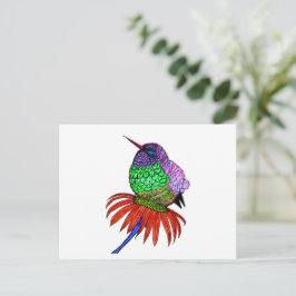 Vibrant Fluffy Baby Hummingbird Briefkaart