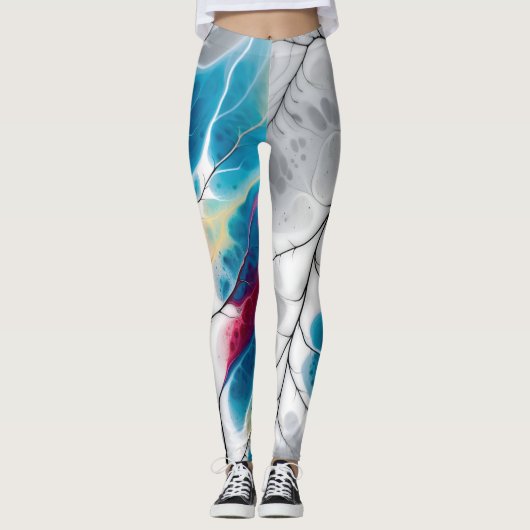 Vibrant Fluid Neural Leaf Vein Abstract Wrap Leggings (Voorkant)