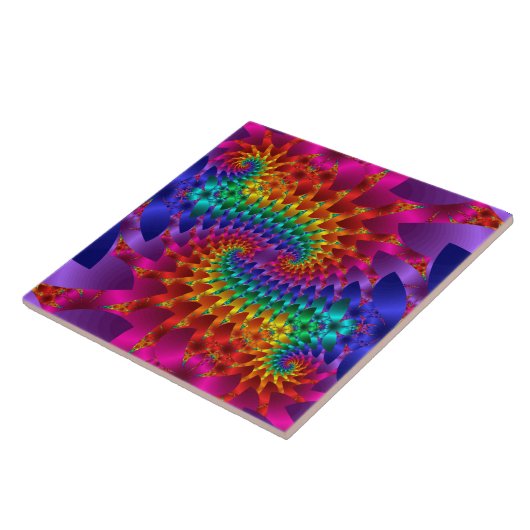Vibrant Fractal Dragons Tile Tegeltje (Zijkant)