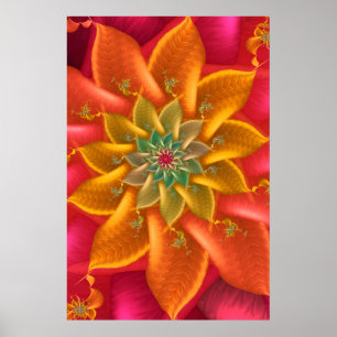 Vibrant Fractal Spiral Poster