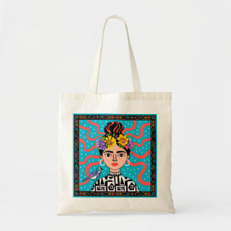 Vibrant Frida Inspired Folk Art Tote Bag
