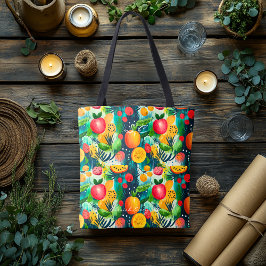 Vibrant fruitpatroon Canvas tas voor gezond leven