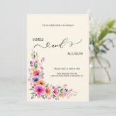 Vibrant Fuchsia Floral QR Code Wedding Invitation Kaart (Staand voorkant)
