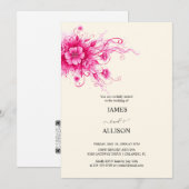Vibrant Fuchsia Watercolor Flora Wedding  Kaart (Voorkant / Achterkant)
