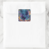 Vibrant Galaxy Wedding Vierkante Sticker (Tas)
