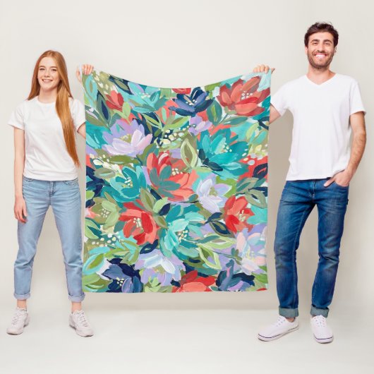 Vibrant Garden Symphony Fleece Deken (In situ)