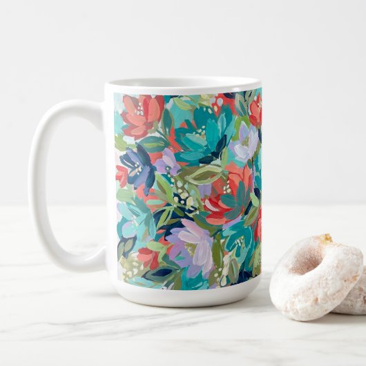 Vibrant Garden Symphony Koffiemok (Met donut)