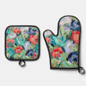 Vibrant Garden Symphony Ovenwant & Pannenlap Set (Voorkant)