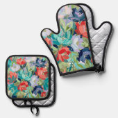 Vibrant Garden Symphony Ovenwant & Pannenlap Set (Voorkant / Achterkant)