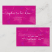Vibrant gebold roze | Waterverf en script Visitekaartje (Voorkant / Achterkant)