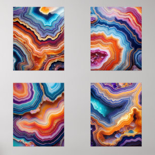 Vibrant Geode Art Set – Kleurrijke Abstracte Natuu