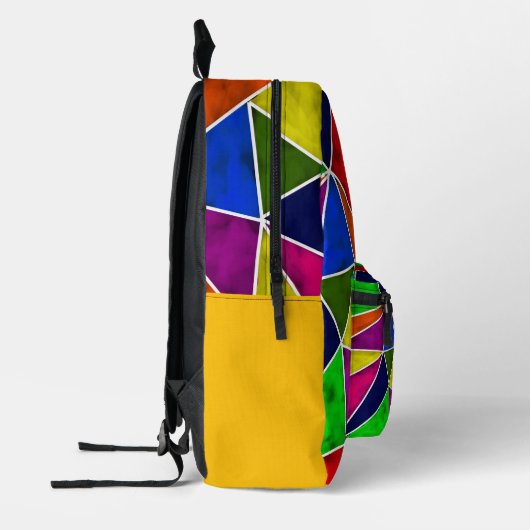 Vibrant geometric pattern bedrukte rugzak (Links)