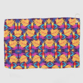 Vibrant geometric pattern features orange flowers  golfhanddoek (Horizontaal)