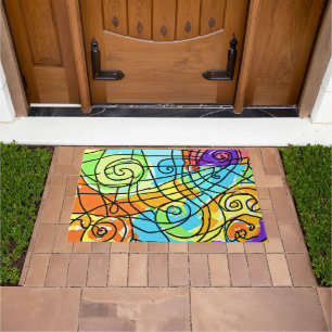 Vibrant geometrisch patroon deurmat