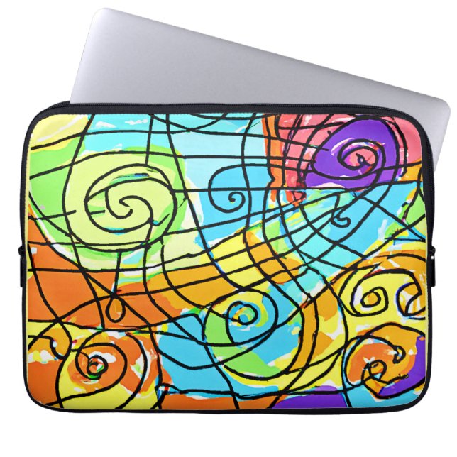 Vibrant geometrisch patroon laptop sleeve (Voorkant)
