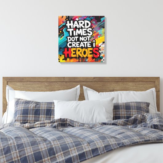 Vibrant Gradient Typographical Create Heroes  Canvas Afdruk (Insitu (Slaapkamer))