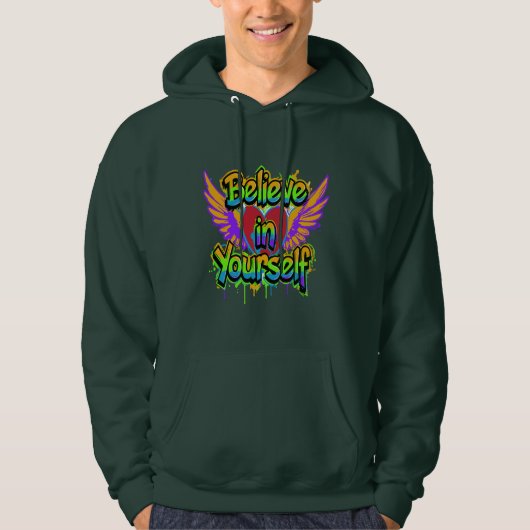Vibrant Graffiti Believe in Yourself Hoodie - (Voorkant)