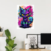 Vibrant Graffiti Street Art Cat Poster (Thuiskantoor)