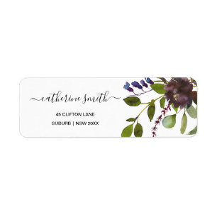 VIBRANT GREEN FLORAL FOLIAGE WATERVERF ADRES ETIKET