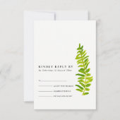 VIBRANT GREEN GOLD WATERVERF FERN FOLIAGE RSVP KAARTJE (Voorkant)