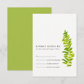 VIBRANT GREEN GOLD WATERVERF FERN FOLIAGE RSVP KAARTJE (Voorkant / Achterkant)