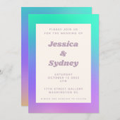 Vibrant Green Paars Abstract gradiënt bruiloft Kaart (Voorkant / Achterkant)