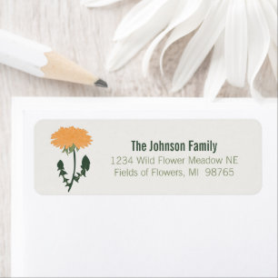 Vibrant Green Sinaasappel Dandelion Flower Motif Etiket
