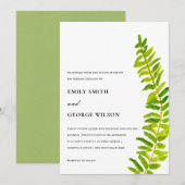 VIBRANT GREEN WATERVERF FERN FOLIAGE WEDDING KAART (Voorkant / Achterkant)