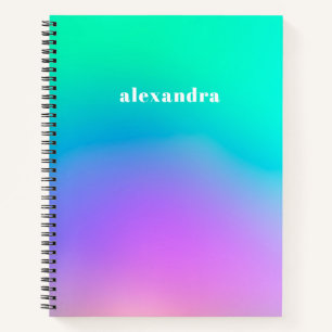 Vibrant Groen Paars Abstract Unicorn Gradiënt Notitieboek