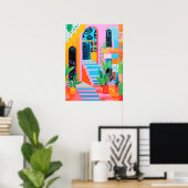 Vibrant Haven: een grillig onderkomen Poster (Thuiskantoor)