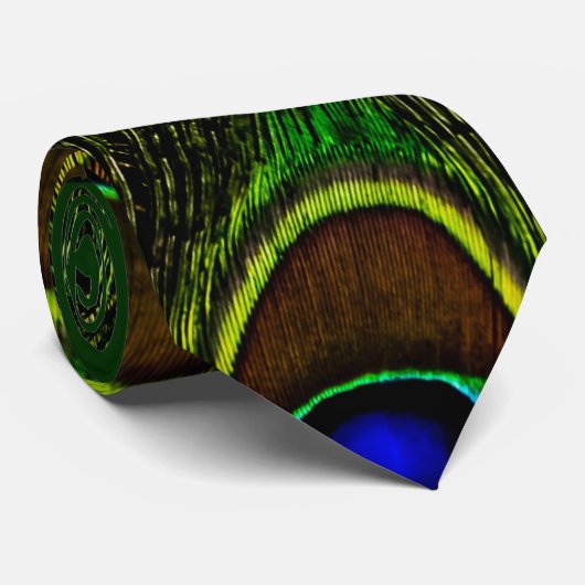 Vibrant HDR Tone Peacock Feathers Stropdas (Opgerold)
