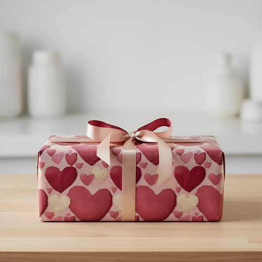 Vibrant Heart Pattern Wrapping Paper - Pink, Red,  Cadeaupapier