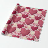 Vibrant Heart Pattern Wrapping Paper - Pink, Red,  Cadeaupapier (Uitgerold)