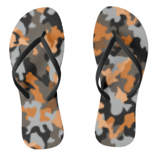 Vibrant heldere Oranje gele bruine kleurige Camo Teenslippers