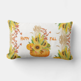Vibrant Herfst Pumpkins Waterverf Zonnebloemen Gro Kussen