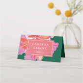 Vibrant Hibiscus Tropical Wedding Place Card (Voorkant)