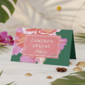 Vibrant Hibiscus Tropical Wedding Place Card